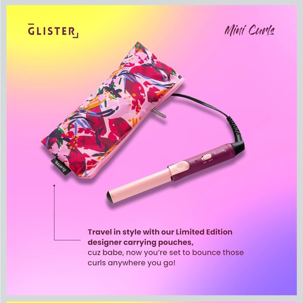 💁🏼‍♀️Glister Mini Curls Travel Curling Wand with Pouch - Picture 2 of 8